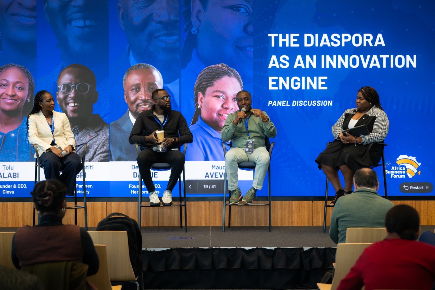 Derrydean Dadzie on a panel at the Africa Business Forum